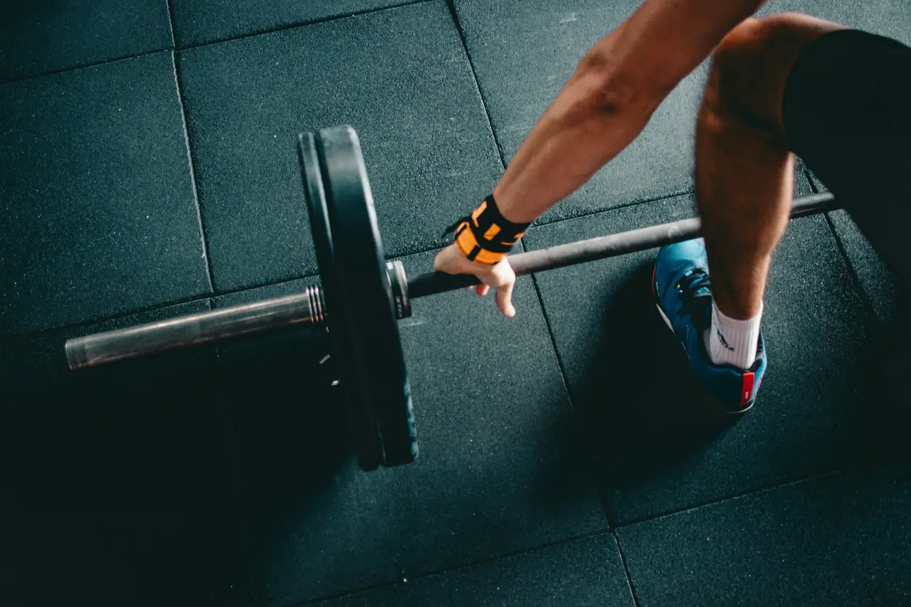 Barbell on the gym floor
